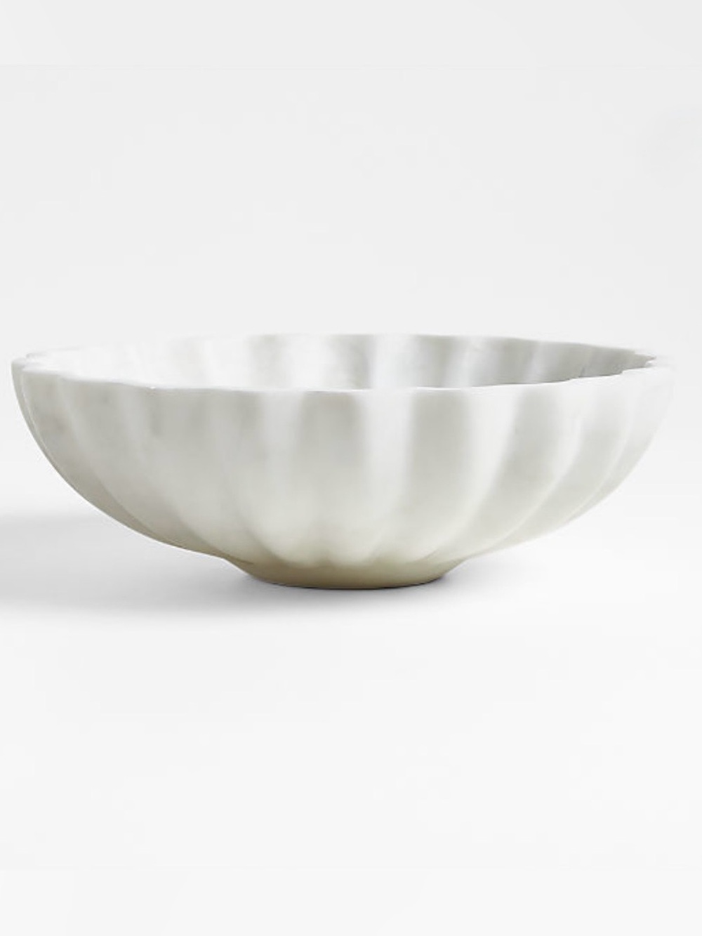 New! Crate&Barrel French White Marble Fluted Ceramic Serving Bowl